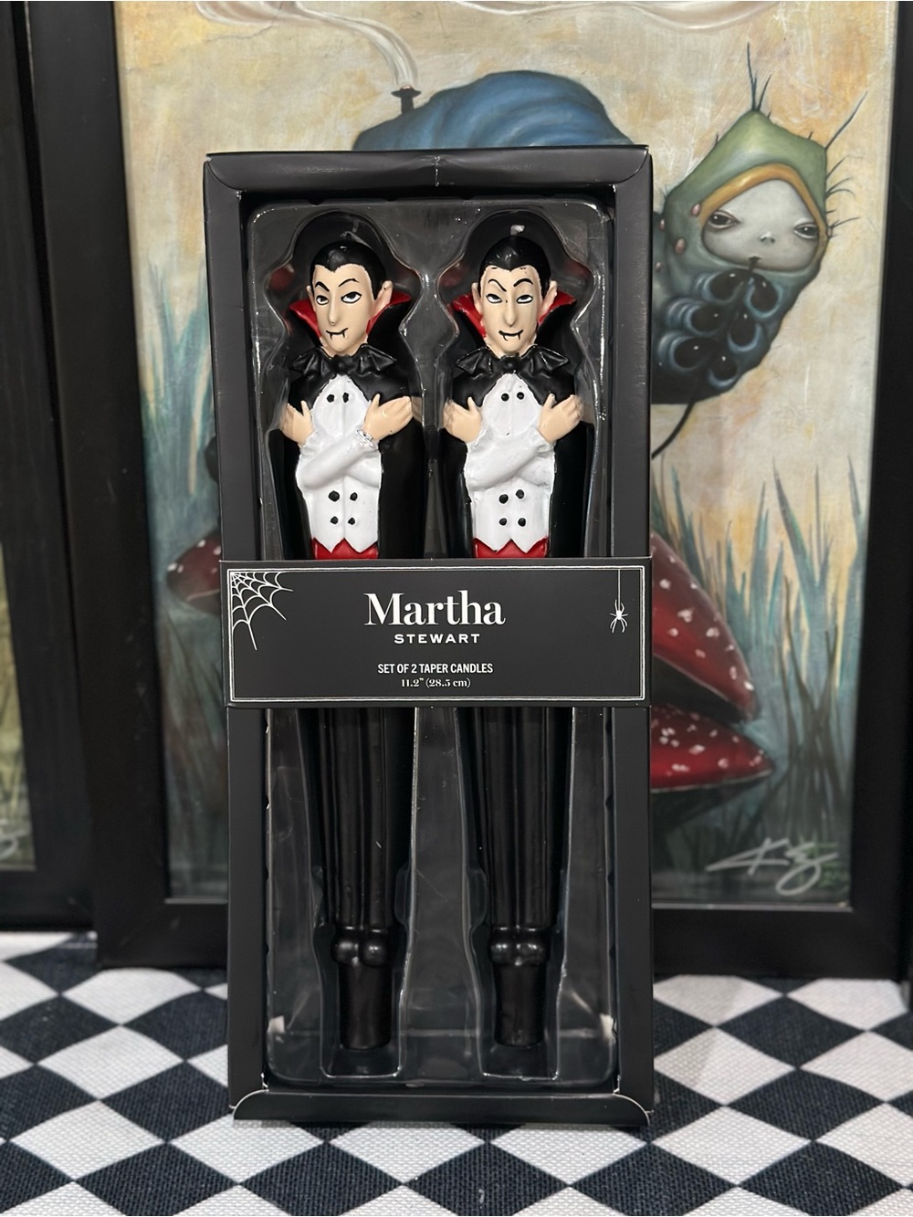 Martha Stewart Vampire Taper Candles in Black, White & Red
